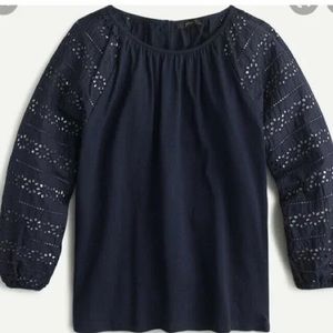 Jcrew long sleeve t shirt with eyelet. NWT